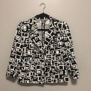 TanJay Petites Dressy Geometric Print Blazer